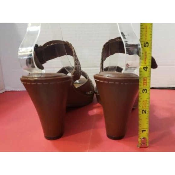 Nurture Womens Camilia Wedge Woven Brown Leather Buckle Open Toe Slip-On Sz 9M - Picture 6 of 11